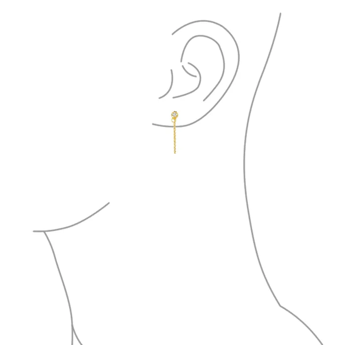 Earrings BlingJewelry Wholesale Minimalist 4MM Star CZ Stud Earrings with Delicate Chain in 14K Gold or Silver Earrings BlingJewelry Wholesale Minimalist 4MM Star CZ Stud Earrings with Delicate Chain in 14K Gold or Silver