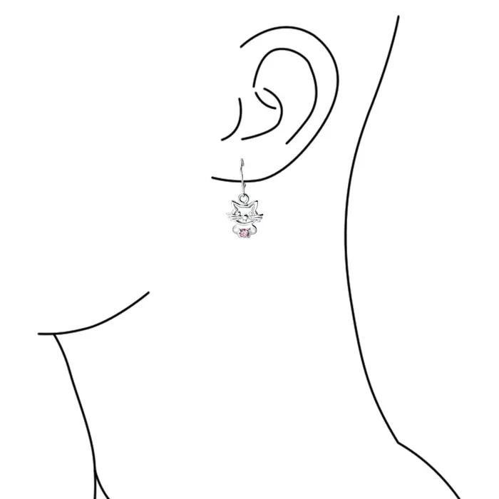 Earrings BlingJewelry Wholesale Small Kitty CZ Accent Dangle Chandelier Earrings Pink Blue Cat Studs Sterling Silver
