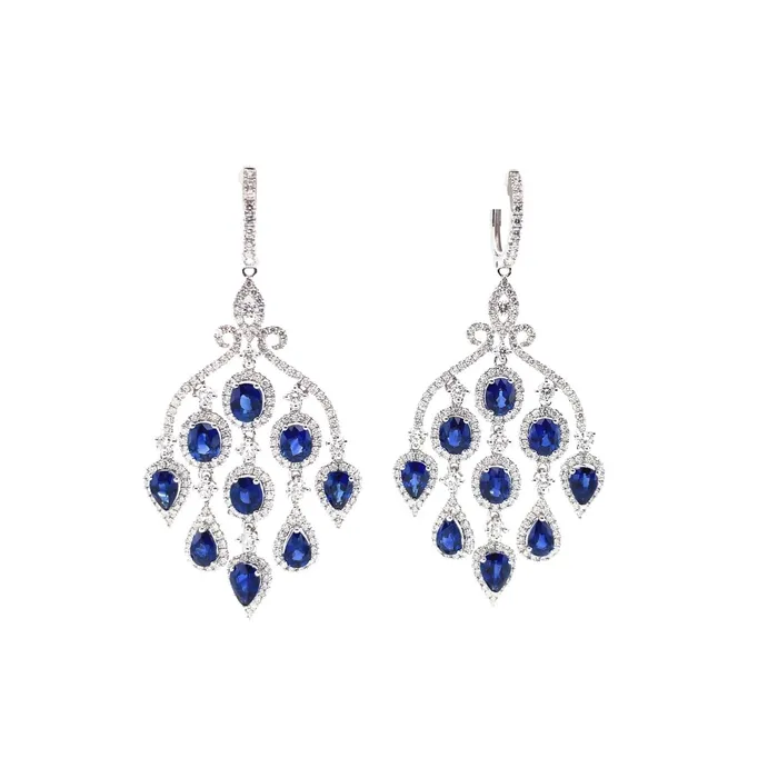Earrings CH Collection Sapphire and Diamond Chandelier Earrings