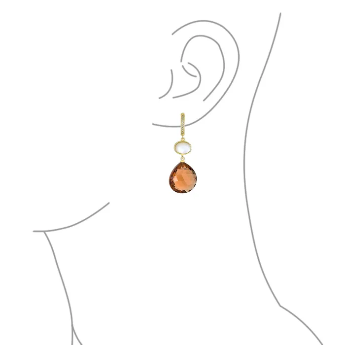 Earrings Elegant Dangle Gemstone Earrings with Smoky Quartz Pearl Accents 14K Gold Plated BlingJewelry Wholesale Earrings Elegant Dangle Gemstone Earrings with Smoky Quartz Pearl Accents 14K Gold Plated BlingJewelry Wholesale