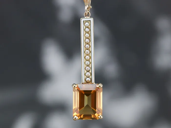 Earrings Market Square Jewelers Enamel Citrine and Seed Pearl Drop Earrings