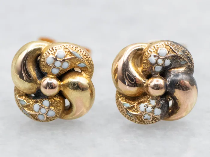Earrings Market Square Jewelers Enamel Flower Love Knot Stud Earrings