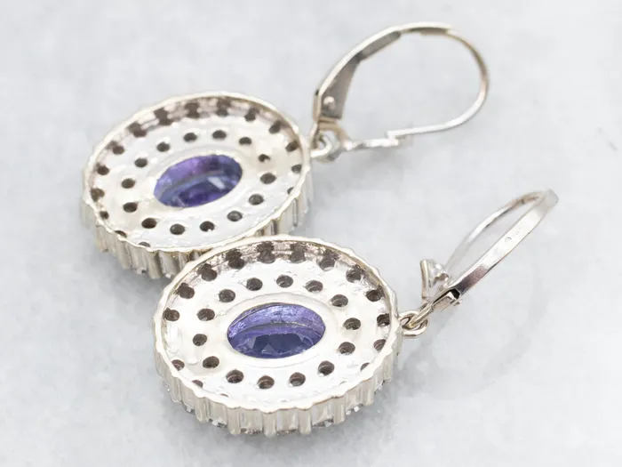 Earrings Market Square Jewelers Luxe Tanzanite and Diamond Halo Drop Earrings