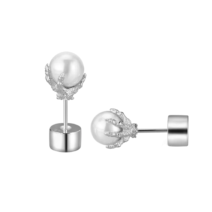 Earrings old Single WONG Dragon Pearl Stud Earring