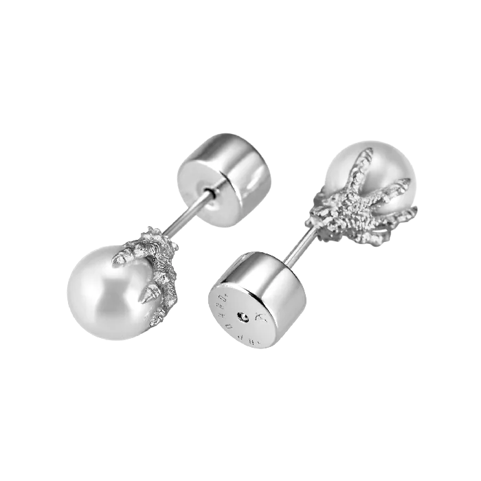 Earrings old Single WONG Dragon Pearl Stud Earring