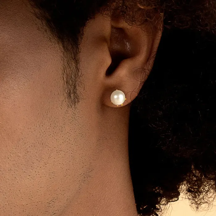 Earrings old Single WONG Dragon Pearl Stud Earring