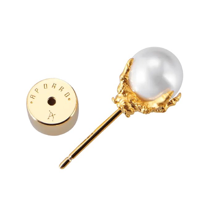 Earrings old Single WONG Dragon Pearl Stud Earring