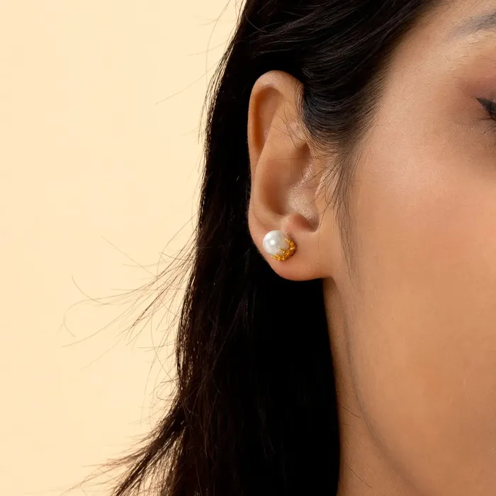 Earrings old Single WONG Dragon Pearl Stud Earring