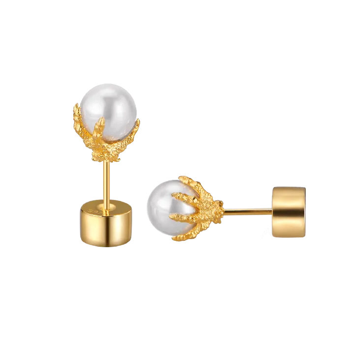 Earrings old Single WONG Dragon Pearl Stud Earring