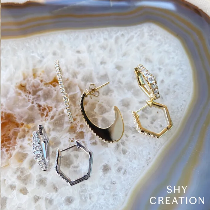 Earrings Shy Creation Diamond Huggie Earrings 049 CT Shy Creation Earrings Shy Creation Diamond Huggie Earrings 049 CT Shy Creation