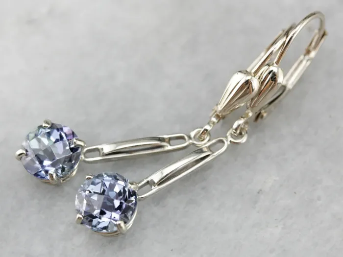 Earrings Tanzanite Drop Earrings in White Gold Market Square Jewelers