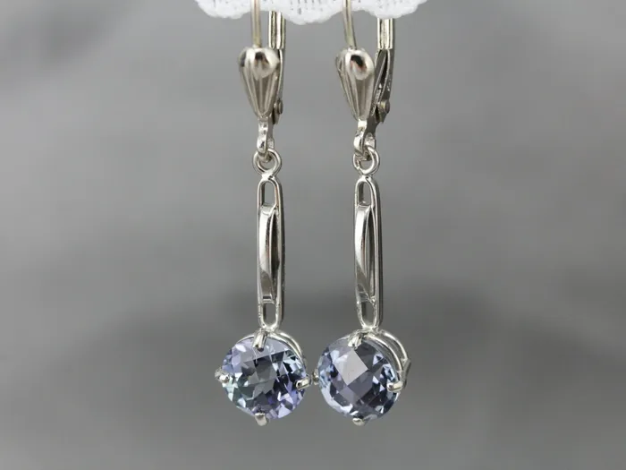 Earrings Tanzanite Drop Earrings in White Gold Market Square Jewelers Earrings Tanzanite Drop Earrings in White Gold Market Square Jewelers