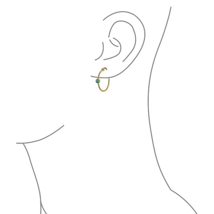Earrings Twisted Cable Hoop Huggie Earrings with Turquoise 14K Gold Plated Sterling Silver BlingJewelry Wholesale