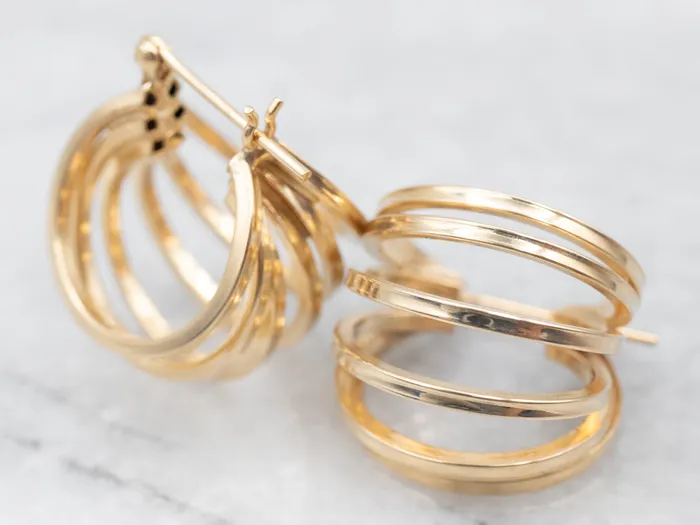 Earrings Yellow Gold Multi Hoop Earrings Market Square Jewelers