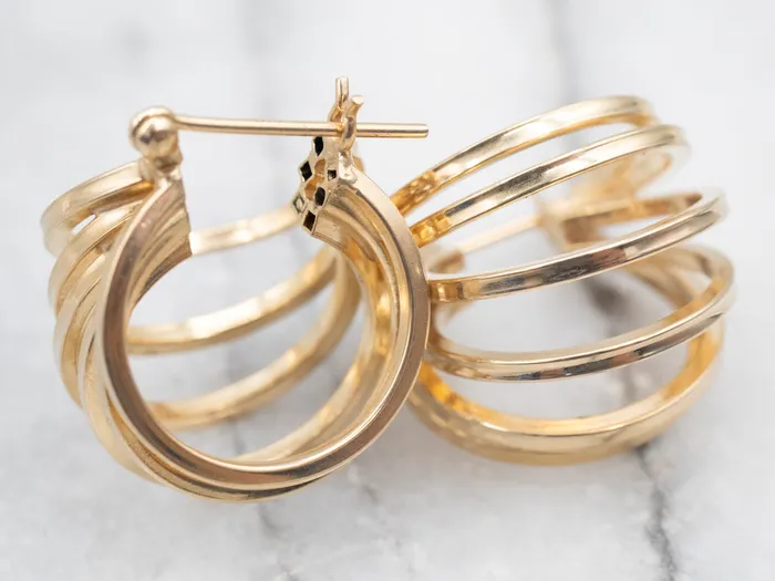 Earrings Yellow Gold Multi Hoop Earrings Market Square Jewelers Earrings Yellow Gold Multi Hoop Earrings Market Square Jewelers