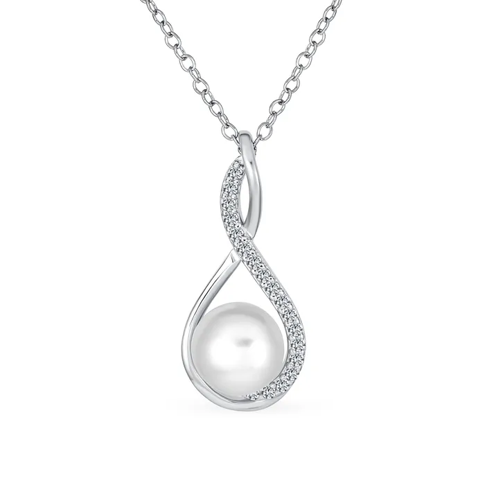 Elegant Bridal Necklace with Infinity Teardrop Freshwater Pearl Pendant 1618 Inch BlingJewelry Wholesale Necklaces Elegant Bridal Necklace with Infinity Teardrop Freshwater Pearl Pendant 1618 Inch BlingJewelry Wholesale Necklaces