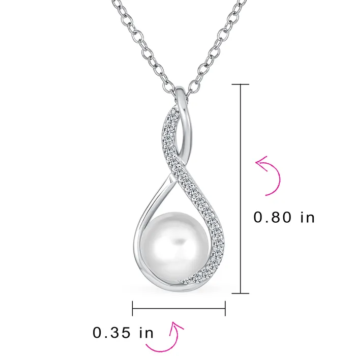Elegant Bridal Necklace with Infinity Teardrop Freshwater Pearl Pendant 1618 Inch BlingJewelry Wholesale Necklaces
