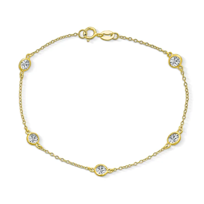 Elegant CZ By The Yard Anklet Ankle Bracelet Rose Gold Plated Sterling Silver 910 BlingJewelry Wholesale Bracelets