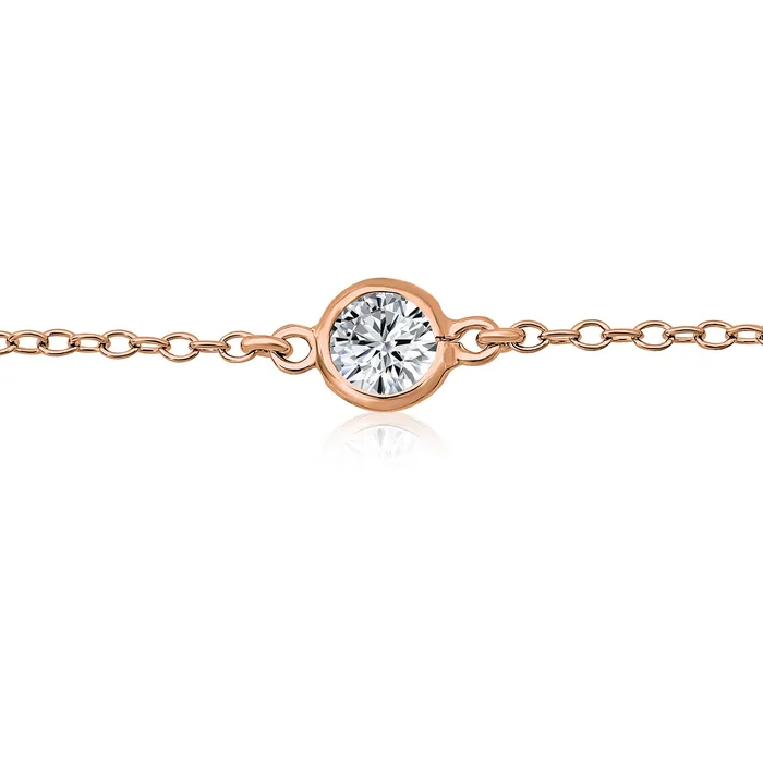 Elegant CZ By The Yard Anklet Ankle Bracelet Rose Gold Plated Sterling Silver 910 BlingJewelry Wholesale Bracelets