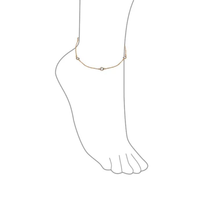 Elegant CZ By The Yard Anklet Ankle Bracelet Rose Gold Plated Sterling Silver 910 BlingJewelry Wholesale Bracelets