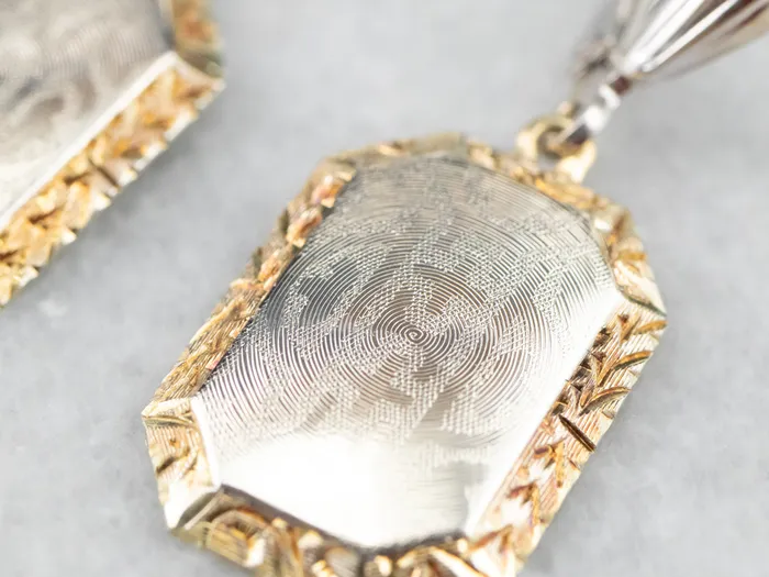 Etched Two Tone Gold Drop Earrings Market Square Jewelers Earrings Etched Two Tone Gold Drop Earrings Market Square Jewelers Earrings