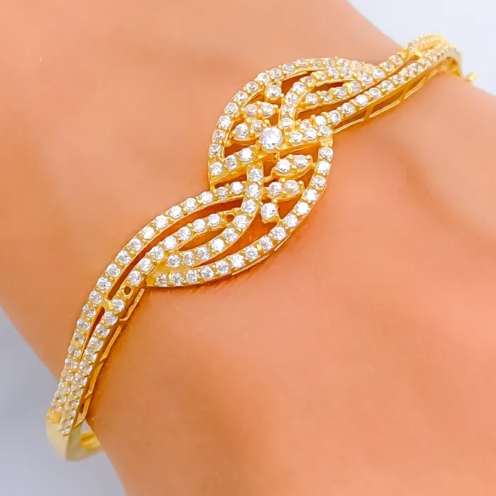 Ethereal Decorative 22k Gold CZ Bangle Bracelet Andaaz Jewelers Bracelets
