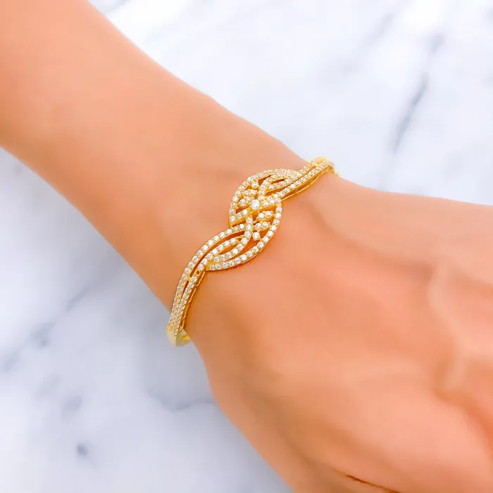 Ethereal Decorative 22k Gold CZ Bangle Bracelet Andaaz Jewelers Bracelets