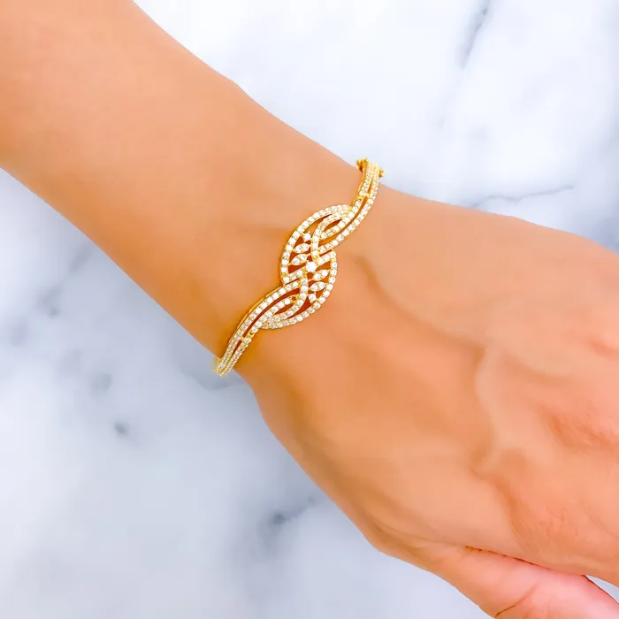 Ethereal Decorative 22k Gold CZ Bangle Bracelet Andaaz Jewelers Bracelets