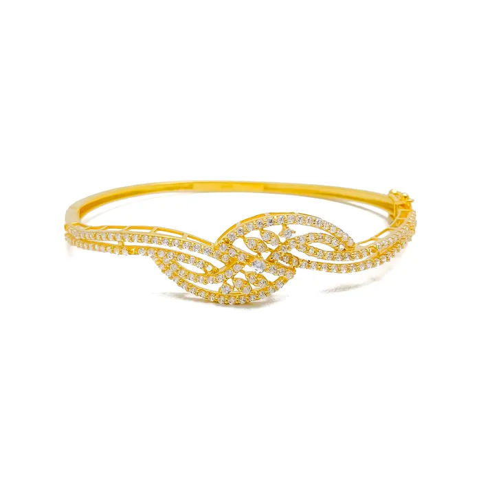 Ethereal Decorative 22k Gold CZ Bangle Bracelet Andaaz Jewelers Bracelets