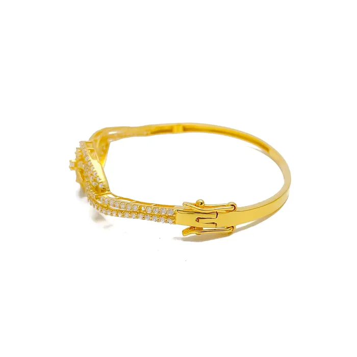 Ethereal Decorative 22k Gold CZ Bangle Bracelet Andaaz Jewelers Bracelets