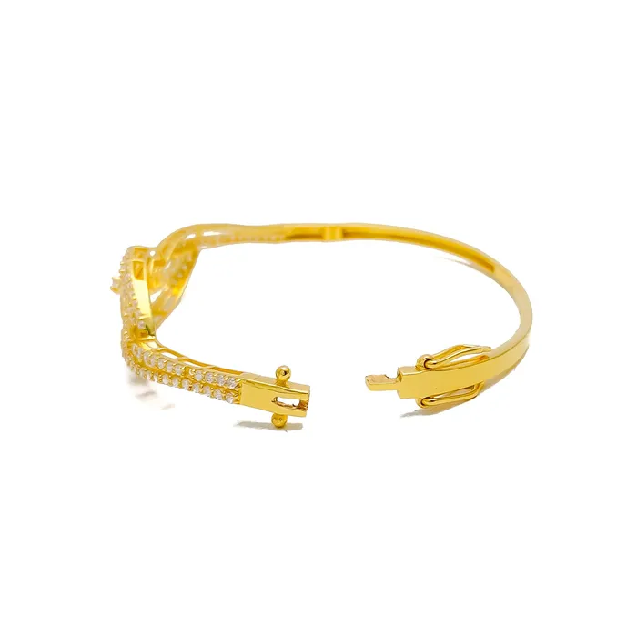 Ethereal Decorative 22k Gold CZ Bangle Bracelet Andaaz Jewelers Bracelets