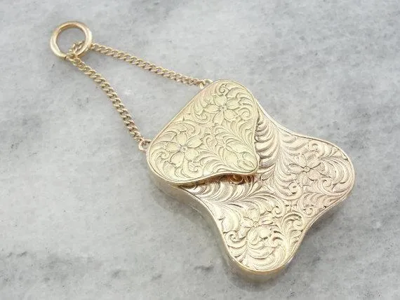 Fine Gold Engraved Purse Locket or Pendant Market Square Jewelers Necklaces Fine Gold Engraved Purse Locket or Pendant Market Square Jewelers Necklaces