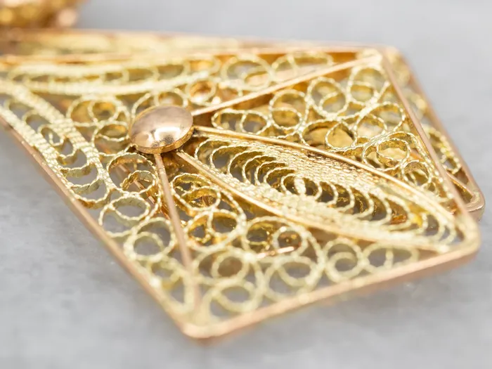 Floral 18Karat Gold Filigree Drop Earrings Market Square Jewelers Earrings Floral 18Karat Gold Filigree Drop Earrings Market Square Jewelers Earrings