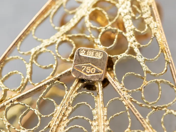 Floral 18Karat Gold Filigree Drop Earrings Market Square Jewelers Earrings Floral 18Karat Gold Filigree Drop Earrings Market Square Jewelers Earrings