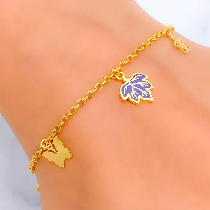 Floral Charm 21k Fancy Bracelet Andaaz Jewelers Bracelets