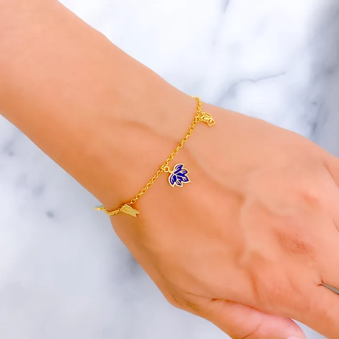 Floral Charm 21k Fancy Bracelet Andaaz Jewelers Bracelets