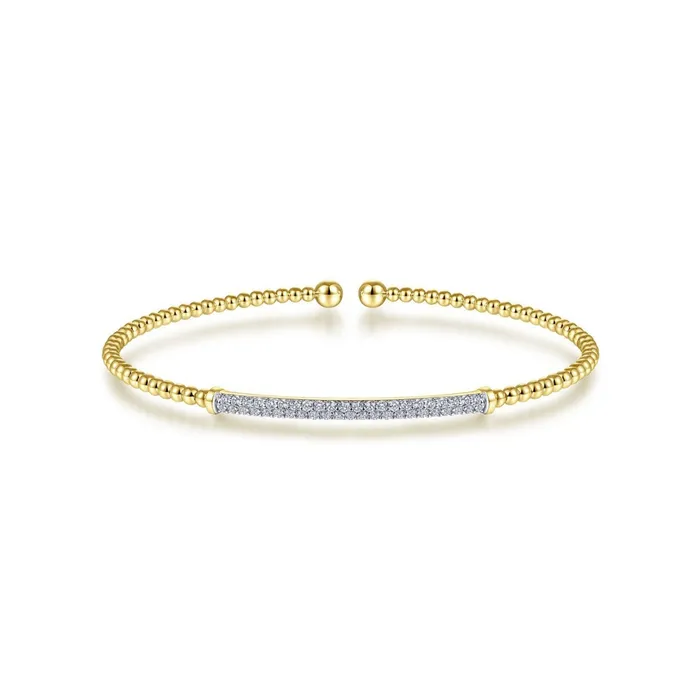 Gabriel Co Bracelets Gabriel Co Bujukan Split Cuff Bracelet with Diamond Pav Bar Gabriel Co Bracelets Gabriel Co Bujukan Split Cuff Bracelet with Diamond Pav Bar