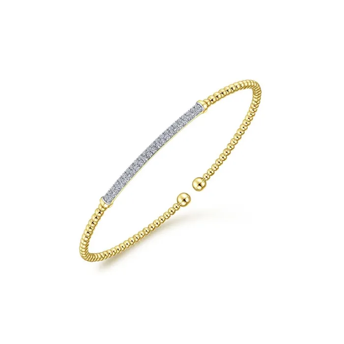 Gabriel Co Bracelets Gabriel Co Bujukan Split Cuff Bracelet with Diamond Pav Bar Gabriel Co Bracelets Gabriel Co Bujukan Split Cuff Bracelet with Diamond Pav Bar