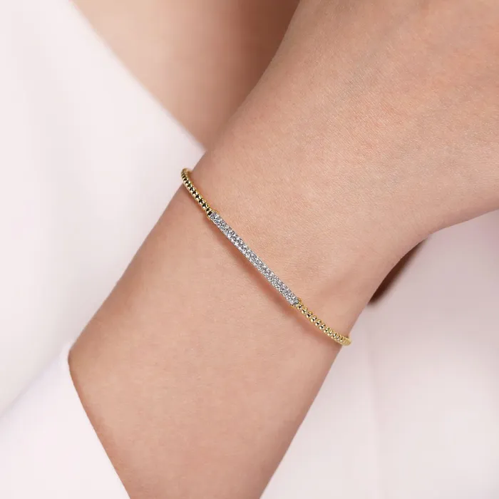 Gabriel Co Bracelets Gabriel Co Bujukan Split Cuff Bracelet with Diamond Pav Bar Gabriel Co Bracelets Gabriel Co Bujukan Split Cuff Bracelet with Diamond Pav Bar
