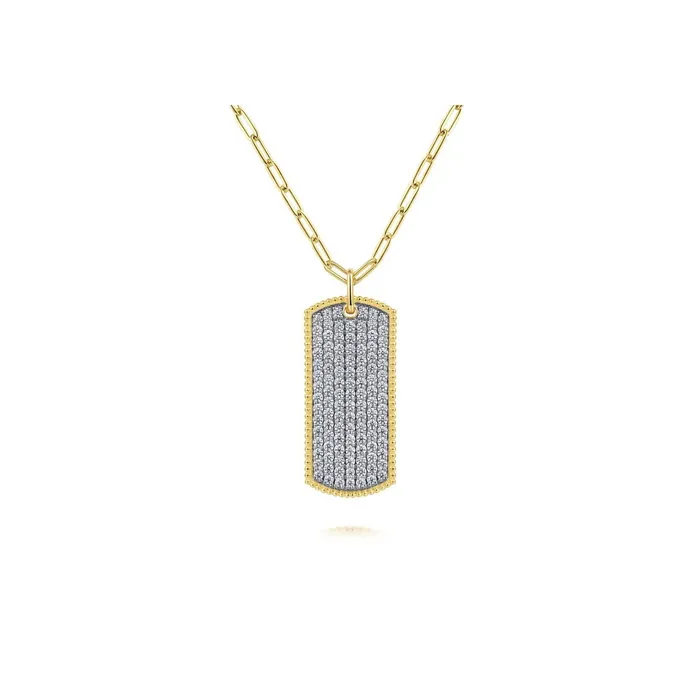 Gabriel Co Bujukan Diamond Pav Dog Tag Necklace Gabriel Co Necklaces