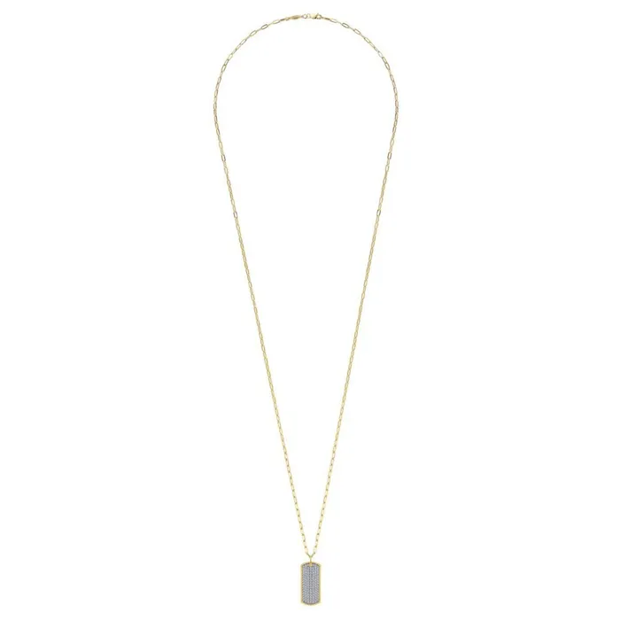 Gabriel Co Bujukan Diamond Pav Dog Tag Necklace Gabriel Co Necklaces