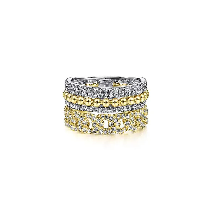 Gabriel Co Wide Band Layered Diamond Ring Gabriel Co Rings