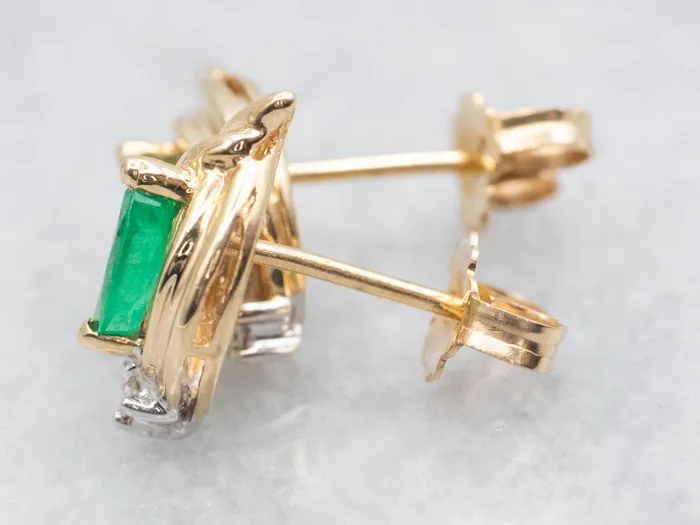 Gold Emerald and Diamond Stud Earrings Market Square Jewelers Earrings Gold Emerald and Diamond Stud Earrings Market Square Jewelers Earrings