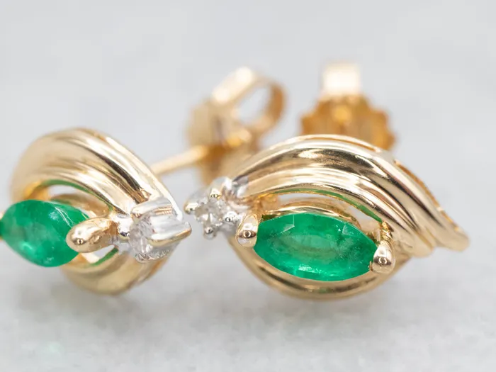 Gold Emerald and Diamond Stud Earrings Market Square Jewelers Earrings Gold Emerald and Diamond Stud Earrings Market Square Jewelers Earrings