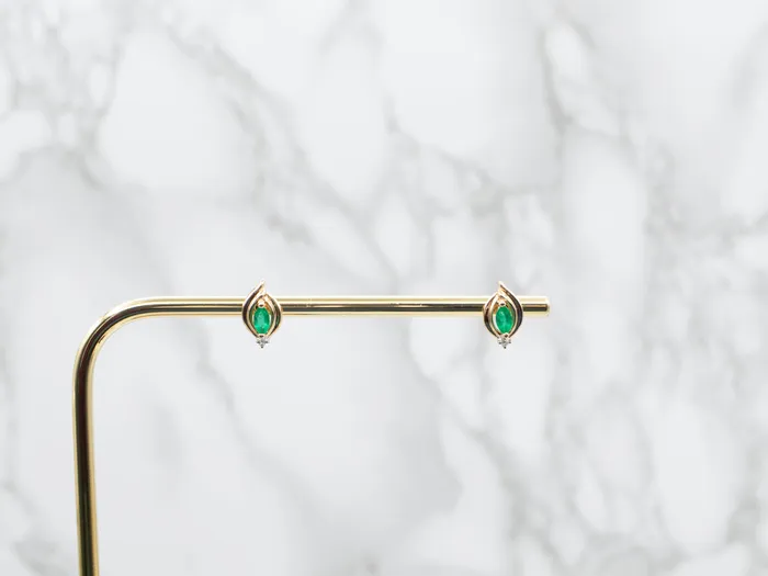Gold Emerald and Diamond Stud Earrings Market Square Jewelers Earrings Gold Emerald and Diamond Stud Earrings Market Square Jewelers Earrings