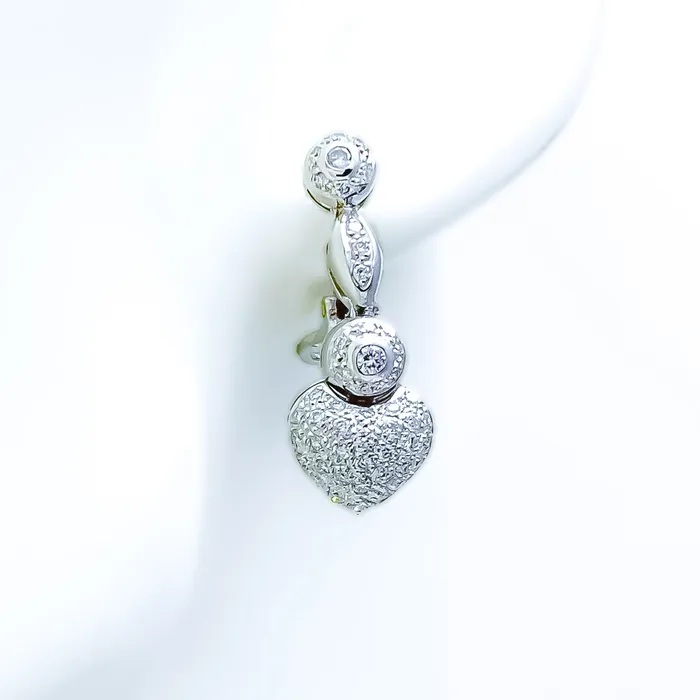 Hanging Heart Diamond 18k Gold Earrings Andaaz Jewelers Earrings