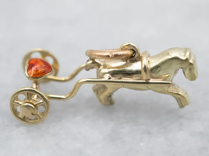 Horse and Buggy Gold Charm Market Square Jewelers Charm Necklaces