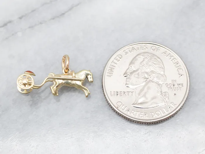 Horse and Buggy Gold Charm Market Square Jewelers Charm Necklaces Horse and Buggy Gold Charm Market Square Jewelers Charm Necklaces