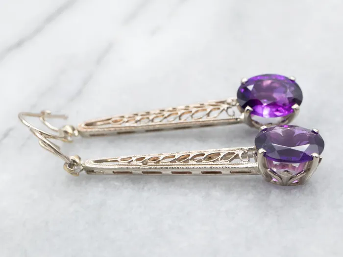 Long Amethyst and Diamond Drop Earrings Market Square Jewelers Earrings Long Amethyst and Diamond Drop Earrings Market Square Jewelers Earrings