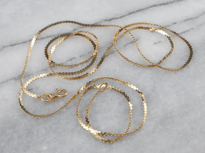 Long Gold Flat Serpentine Chain Market Square Jewelers Necklaces Long Gold Flat Serpentine Chain Market Square Jewelers Necklaces